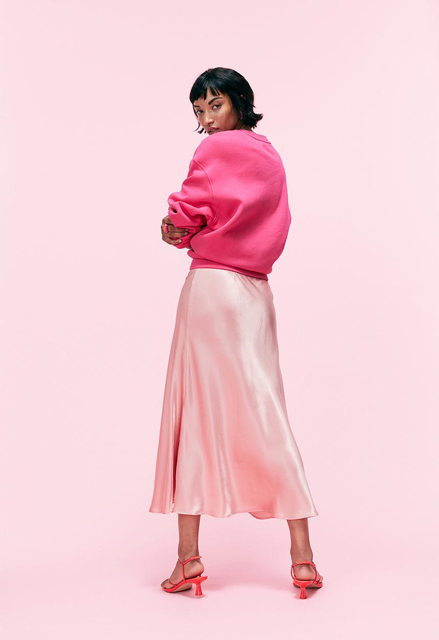 H&M - Flared skirt - light pink