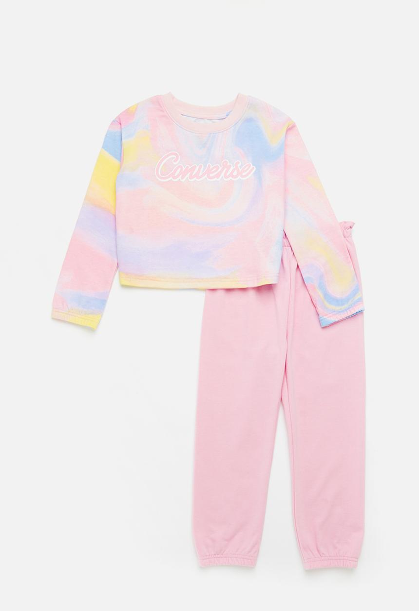 Converse - Cnvg aop crew & jogger set - lt arctic pink