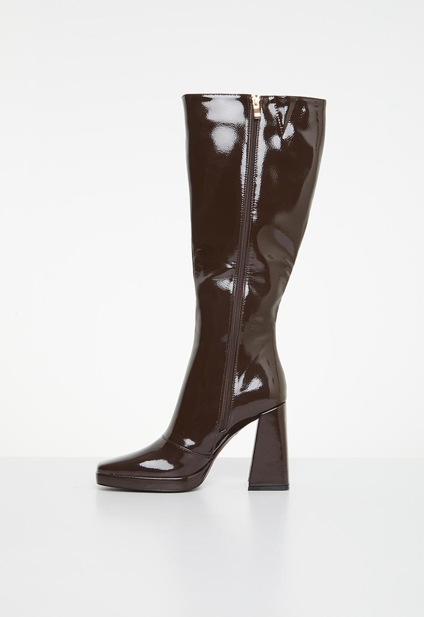 Plum - Khloe knee length boot - brown