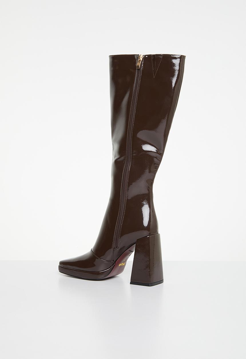 Plum - Khloe knee length boot - brown
