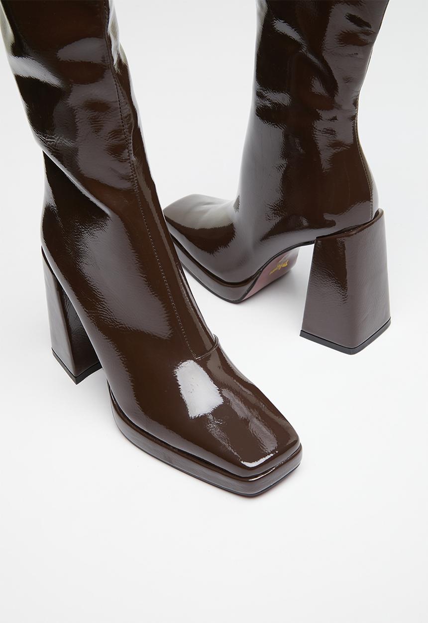 Plum - Khloe knee length boot - brown