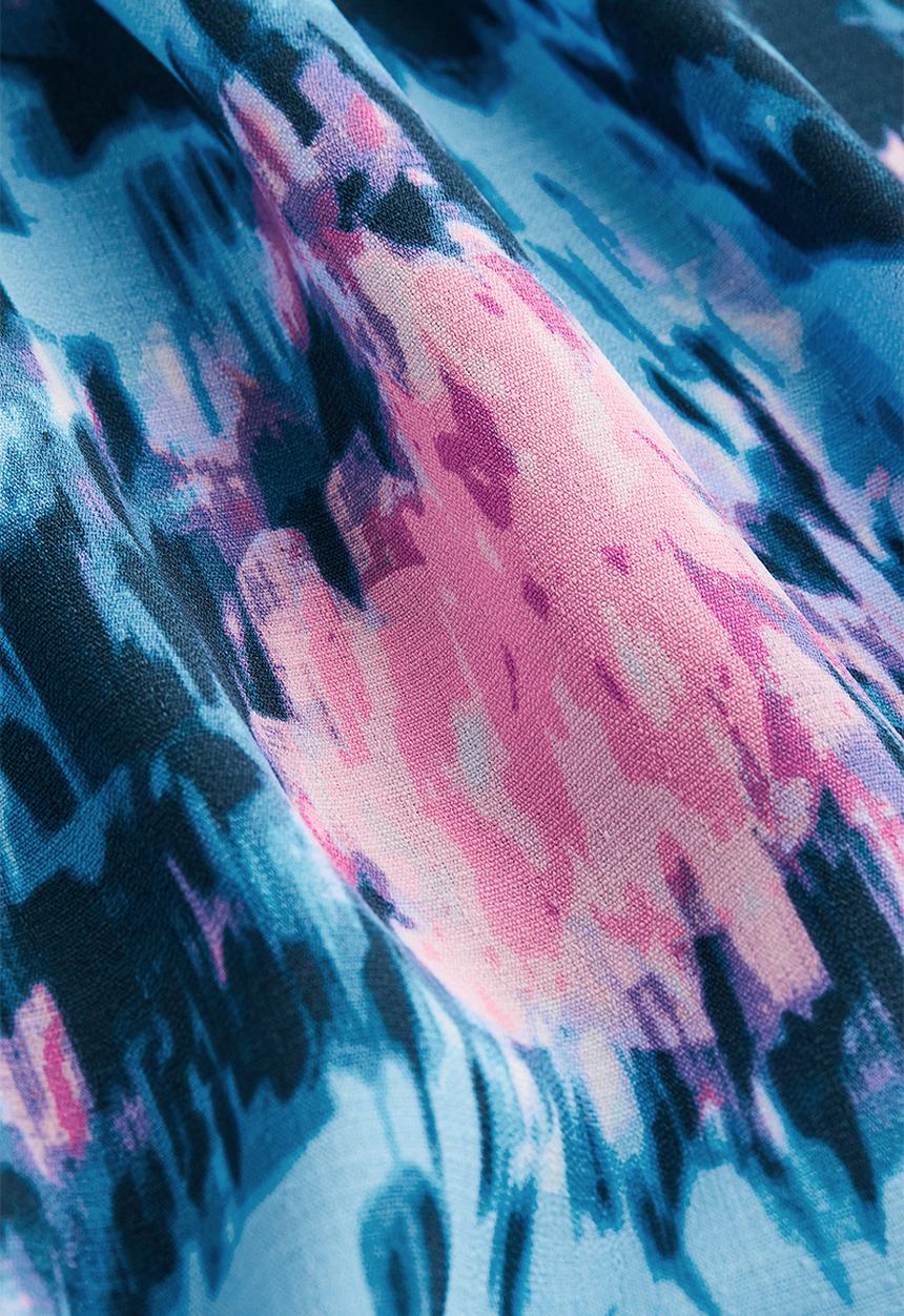 H&M - Balloon-sleeved crêpe dress - blue/patterned
