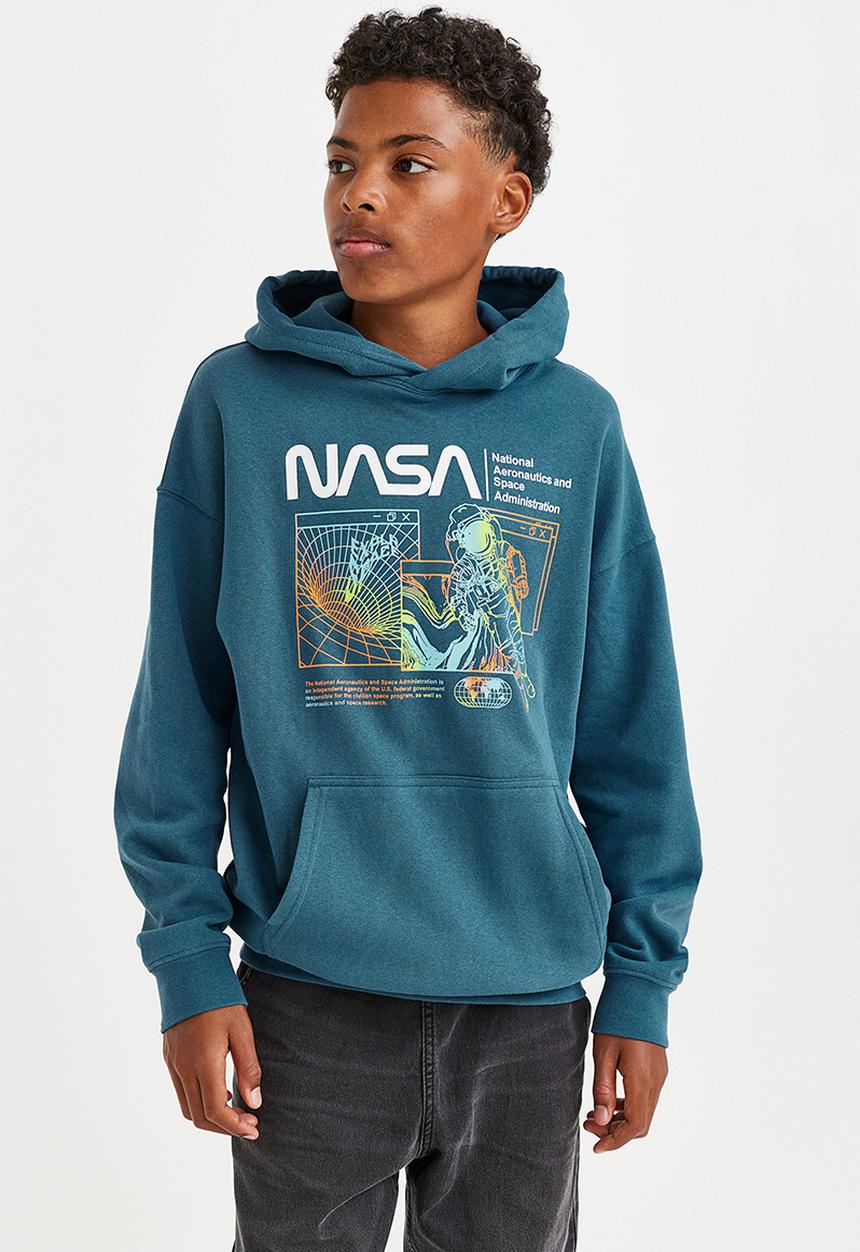 H&M - Printed hoodie - blue/nasa