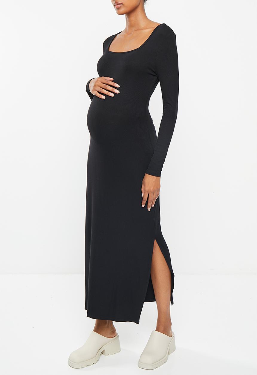 Cotton On - Maternity bump friendly long sleeve maxi dress - black
