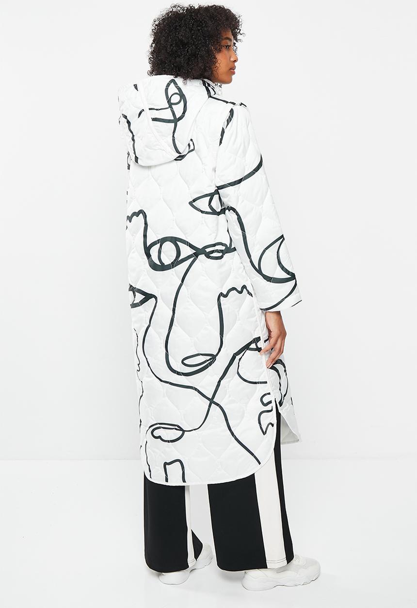 Me&B - Maxi puffer with zip-off sleeves - black/white