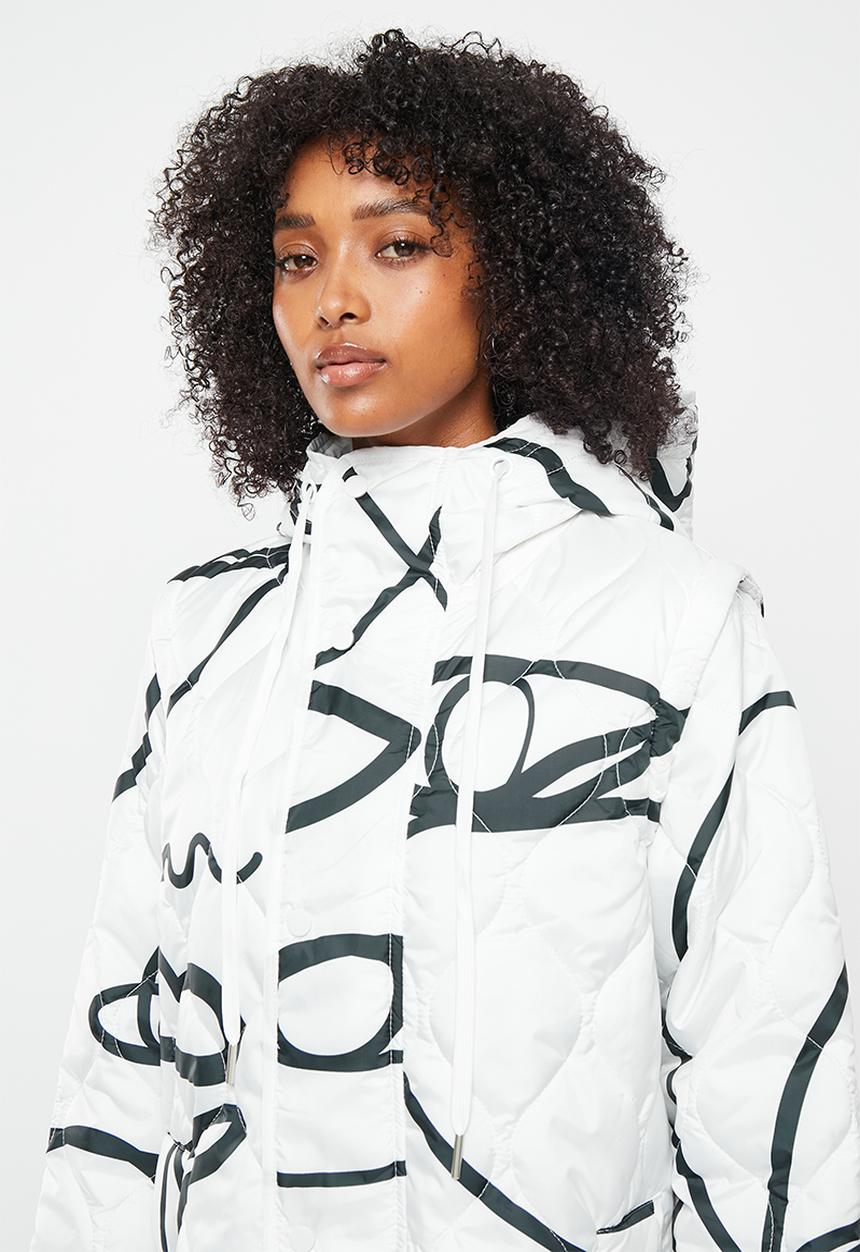 Me&B - Maxi puffer with zip-off sleeves - black/white