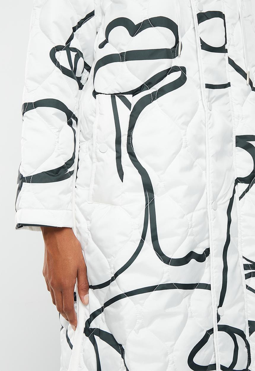 Me&B - Maxi puffer with zip-off sleeves - black/white