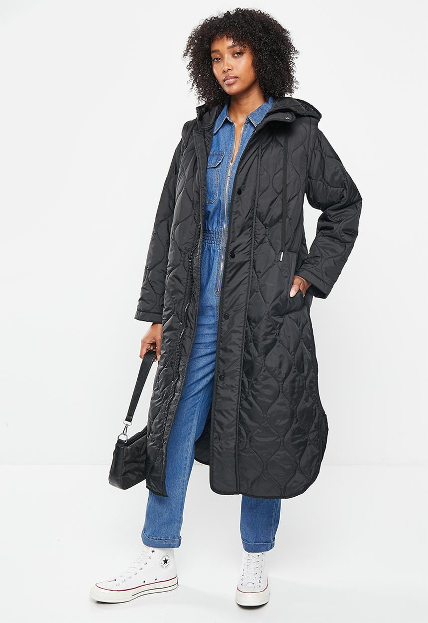 Me&B - Maxi puffer with zip-off sleeves - black
