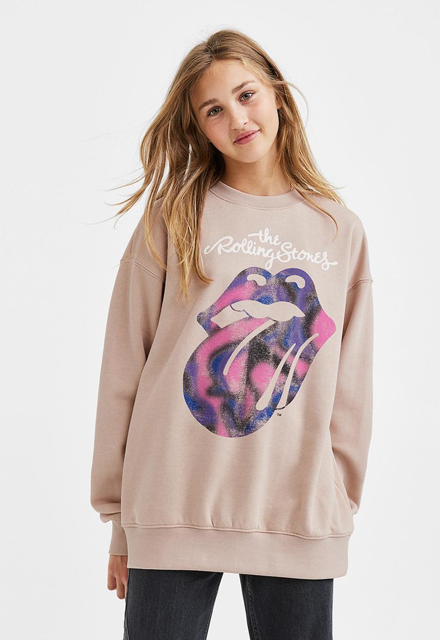 H&M - Oversized sweatshirt - beige/the rolling stones