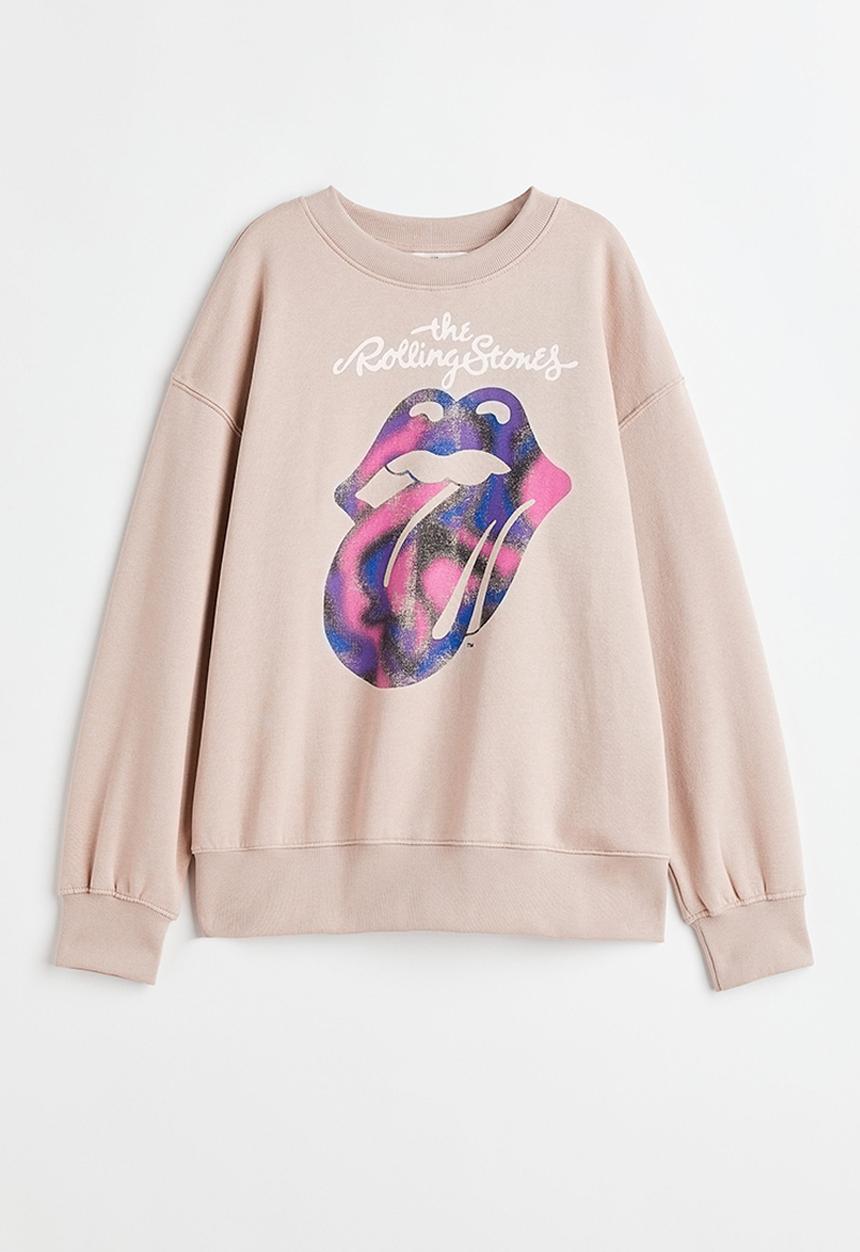 H&M - Oversized sweatshirt - beige/the rolling stones
