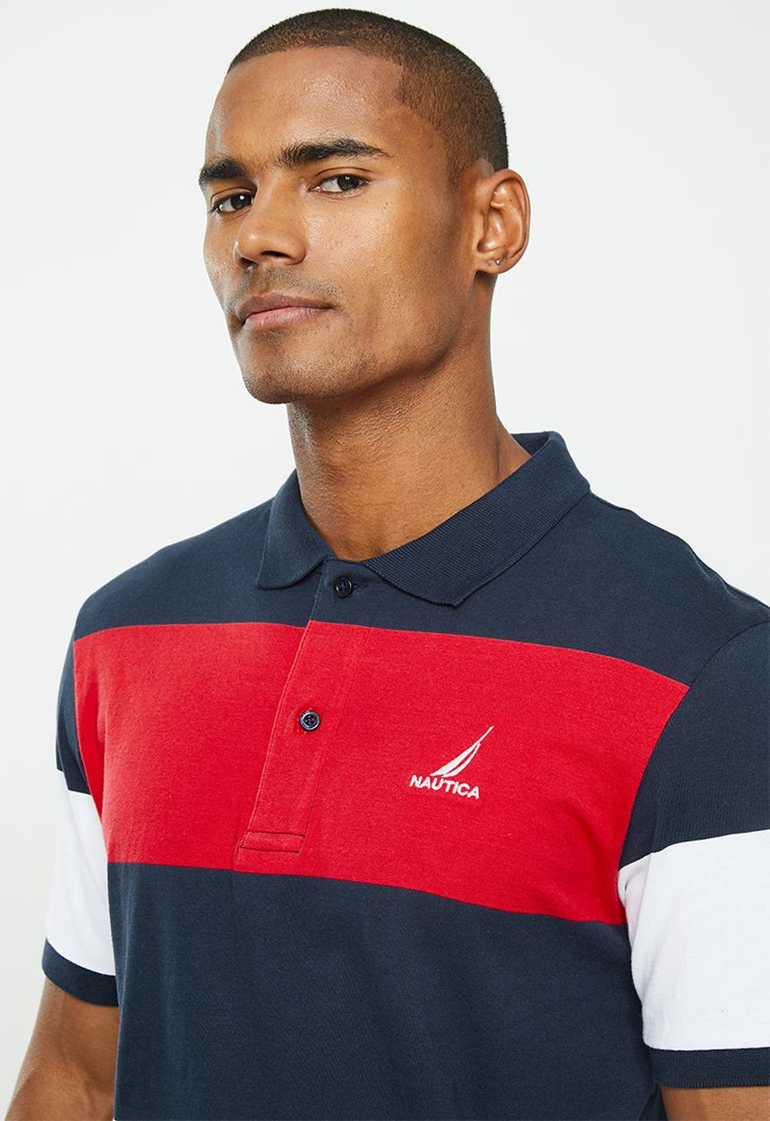 Nautica - Dash short sleeve polo - navy & white