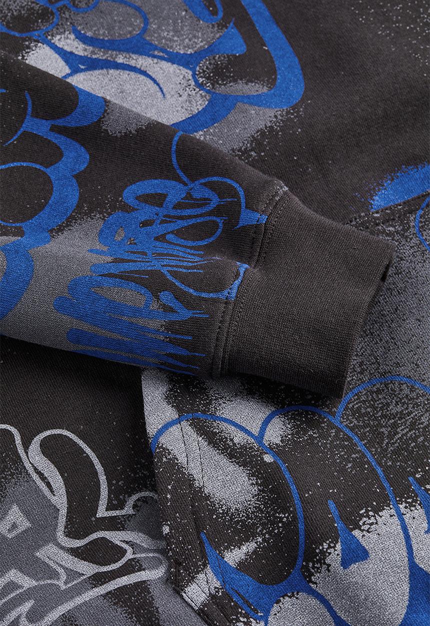 H&M - Oversized hoodie - dark grey/graffiti