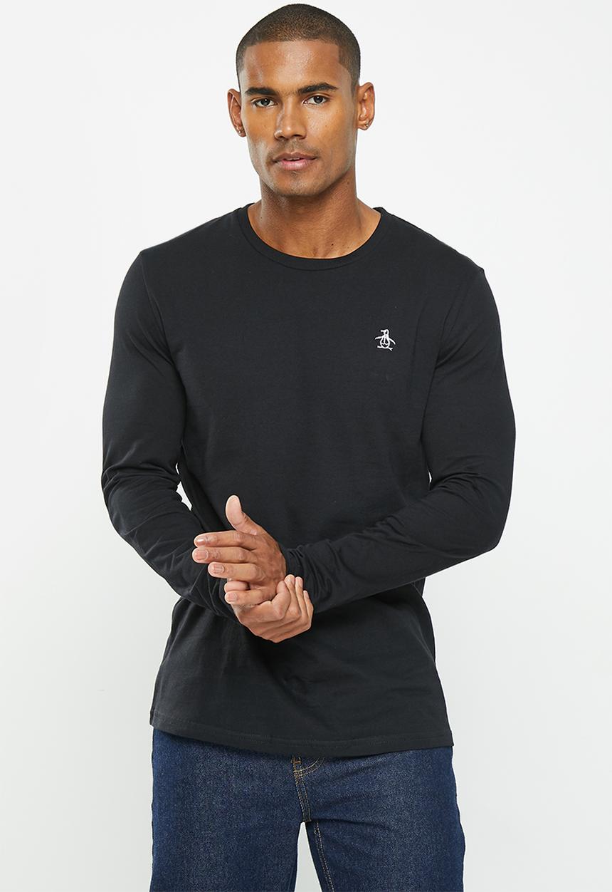 Original Penguin - Embroidered logo long sleeve tee - true black