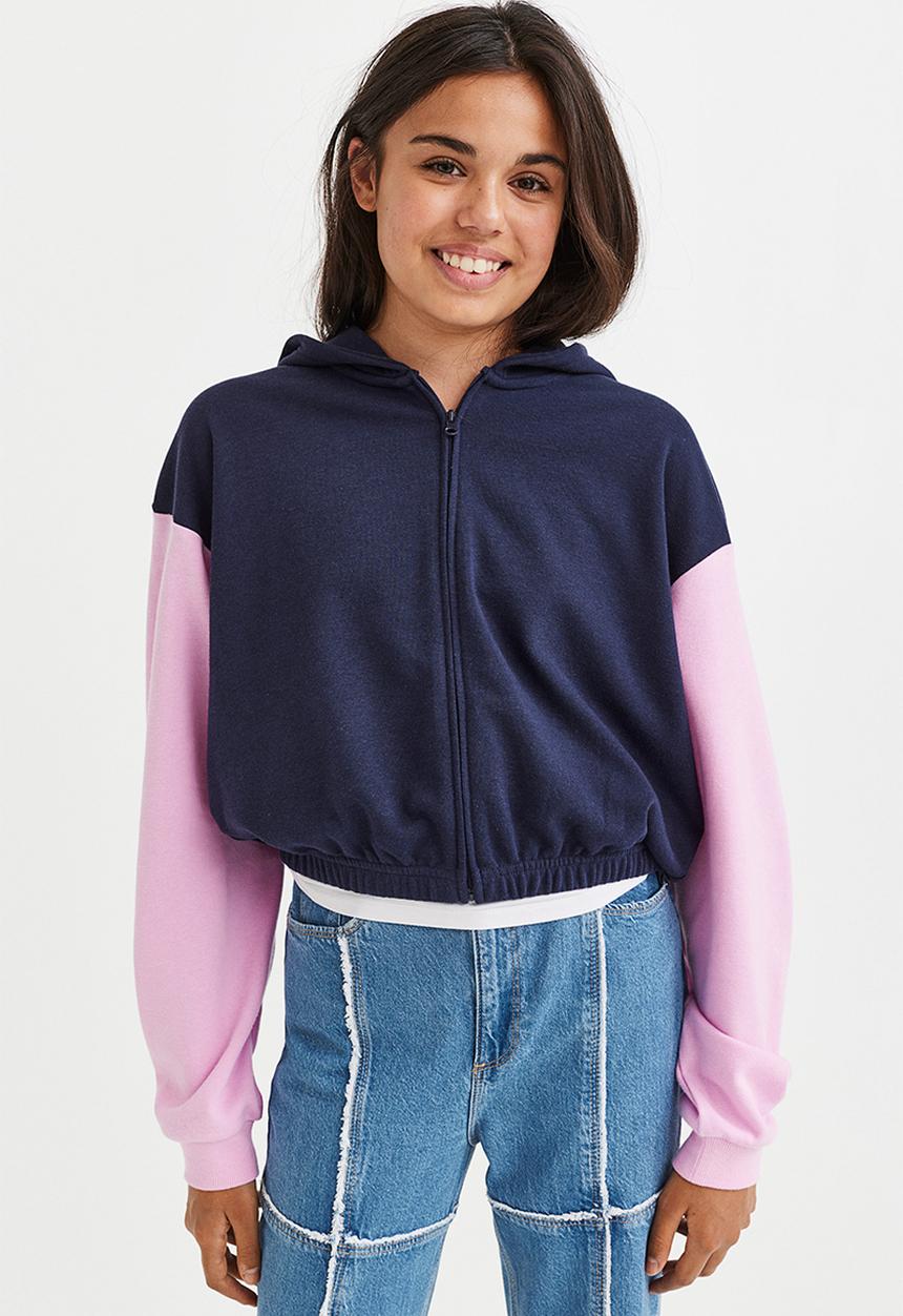 H&M - Oversized zip-through hoodie - dark blue