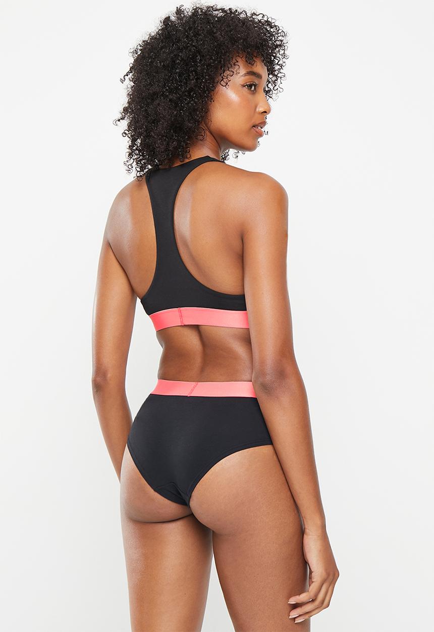Superdry. - Large logo hipster brief - black/fluro coral