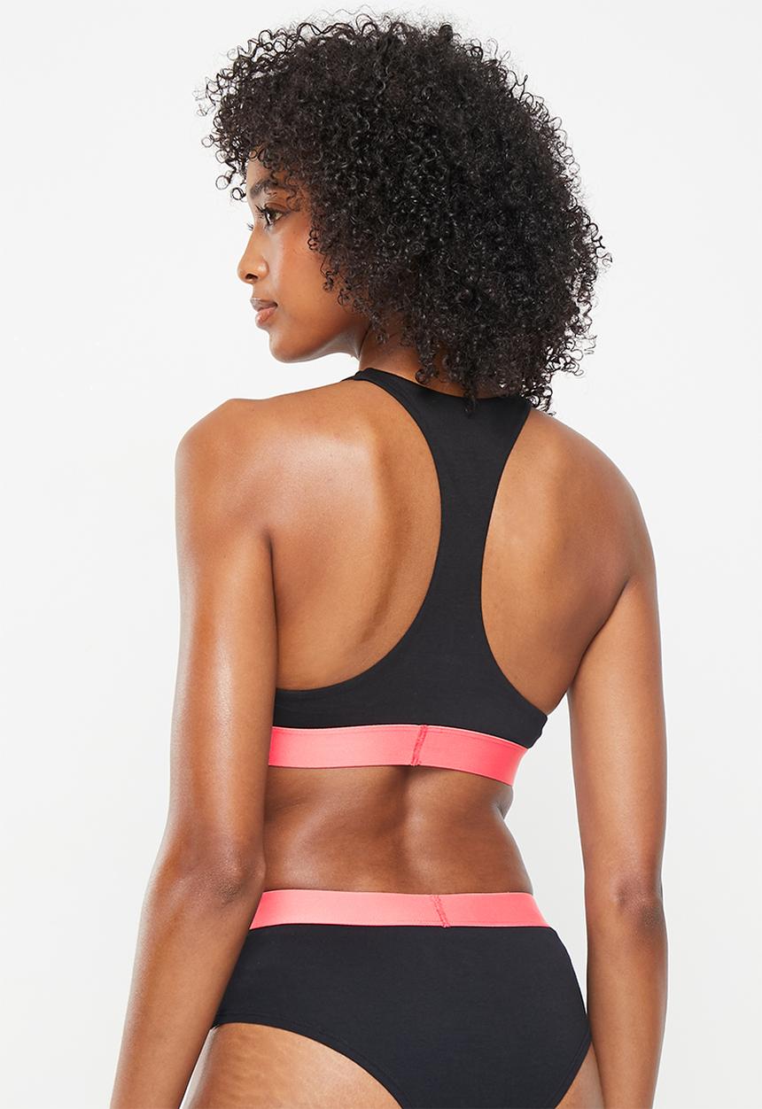 Superdry. - Large logo crop bralette - black/fluro coral