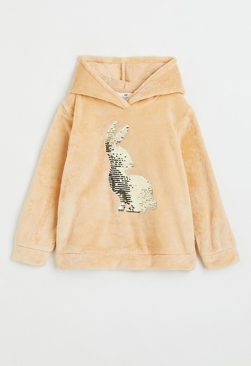 H&M - Teddy hoodie - beige/rabbit