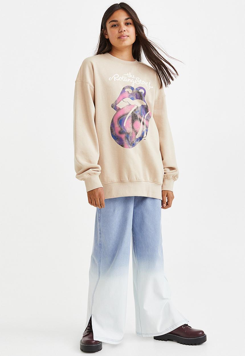 H&M - Wide fit trousers - denim blue/ombre