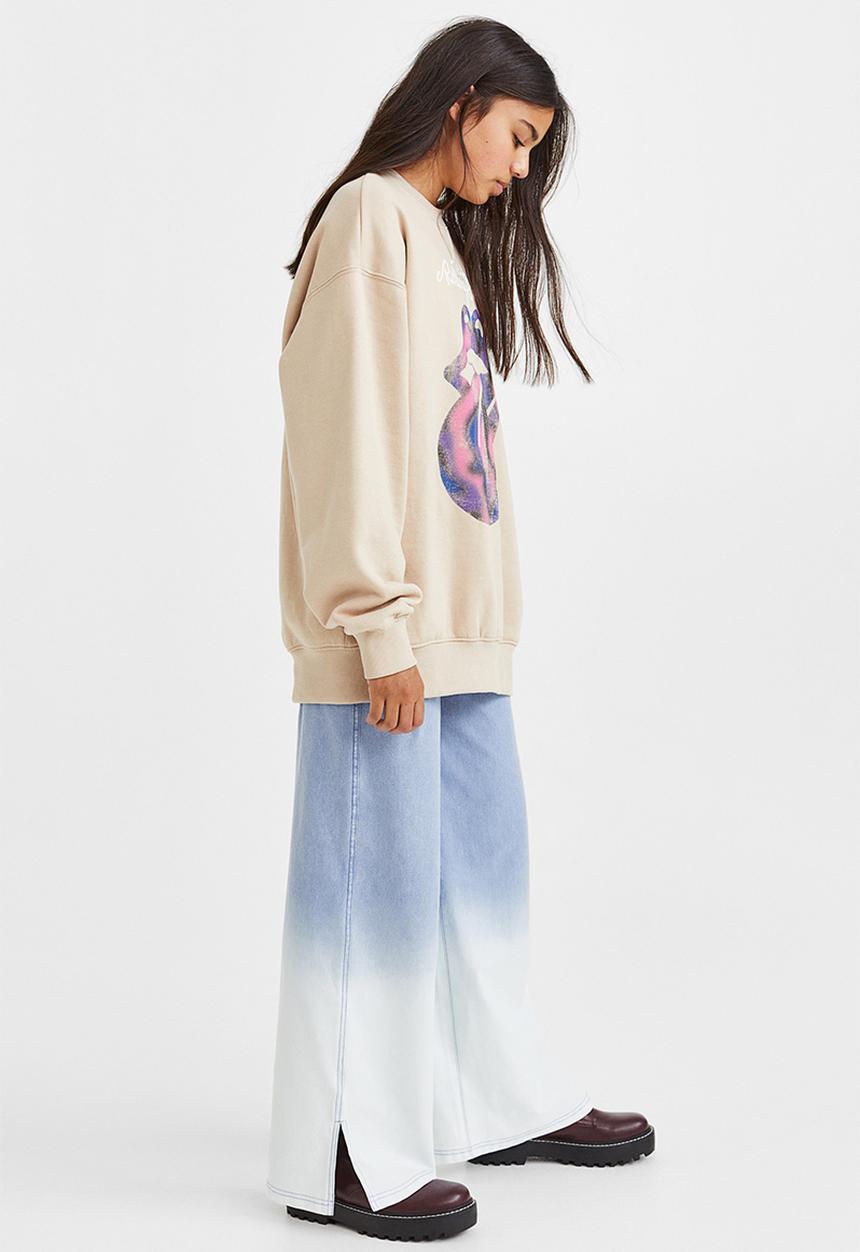 H&M - Wide fit trousers - denim blue/ombre