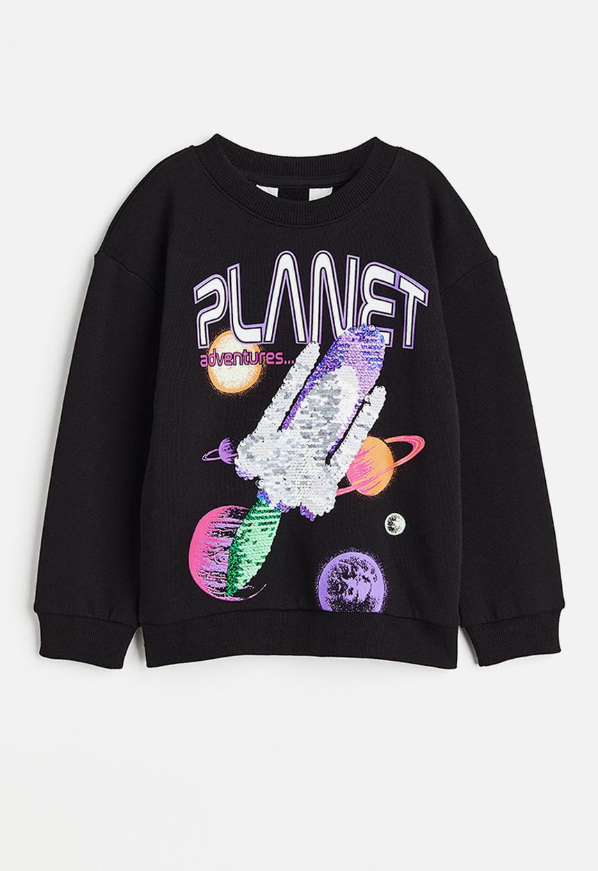H&M - Reversible sequin-motif sweatshirt - black/rocket