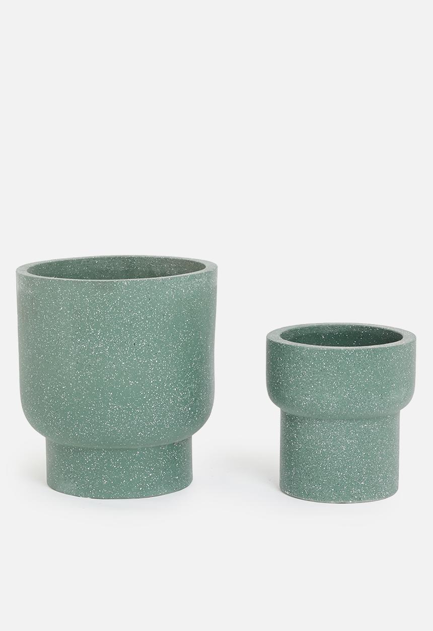 Sixth Floor - Fiber cement pot set of 2 - blue