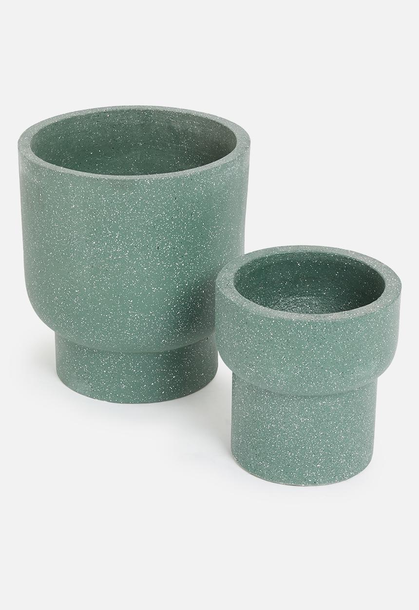 Sixth Floor - Fiber cement pot set of 2 - blue