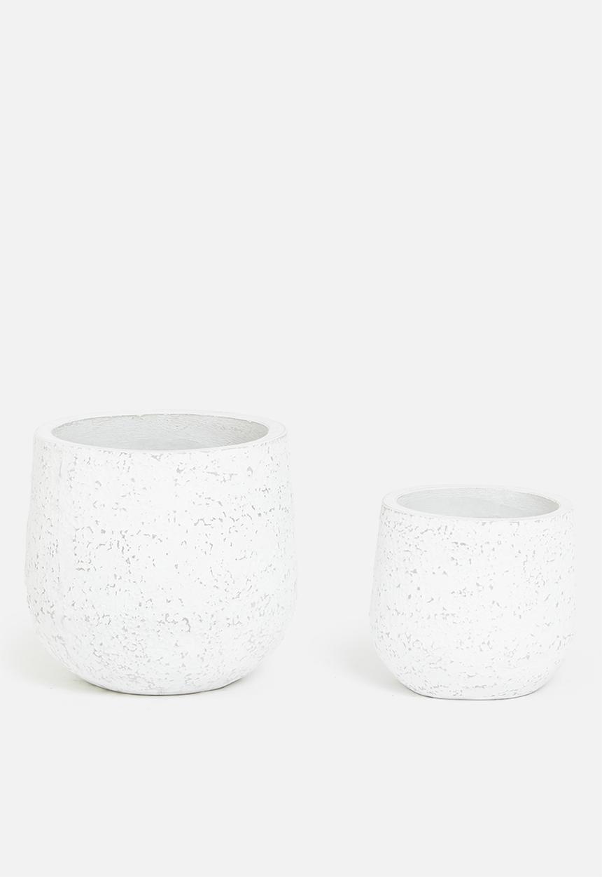 Sixth Floor - Fiber cement pot set of 2 - white terazzo