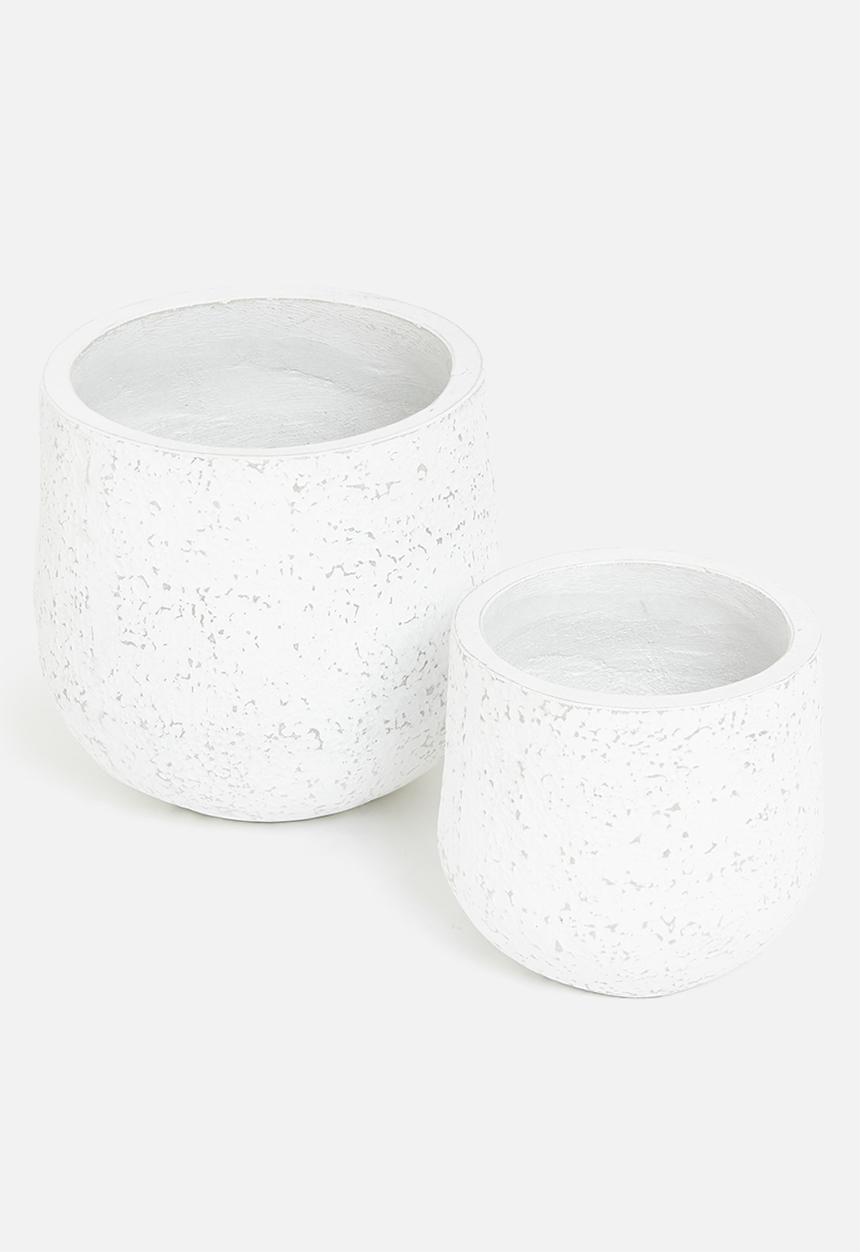 Sixth Floor - Fiber cement pot set of 2 - white terazzo
