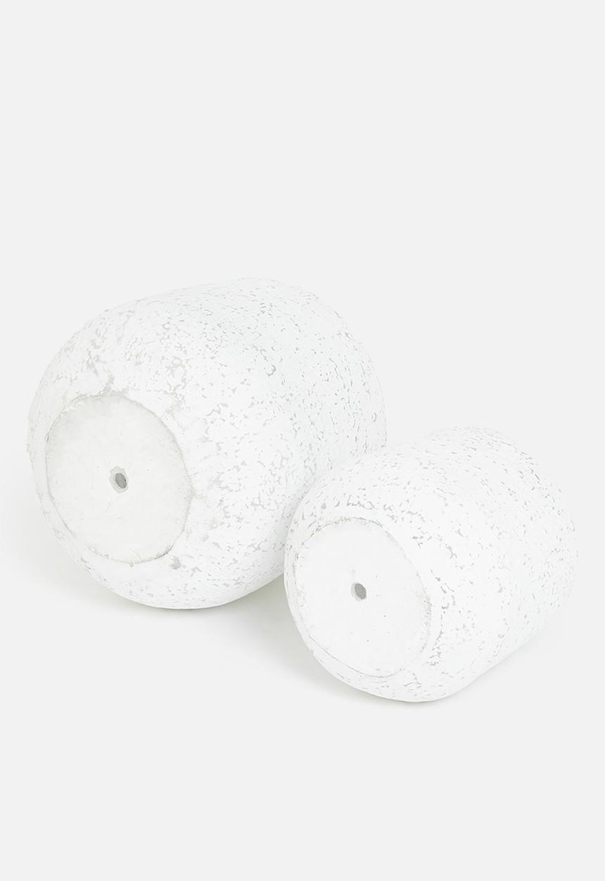 Sixth Floor - Fiber cement pot set of 2 - white terazzo