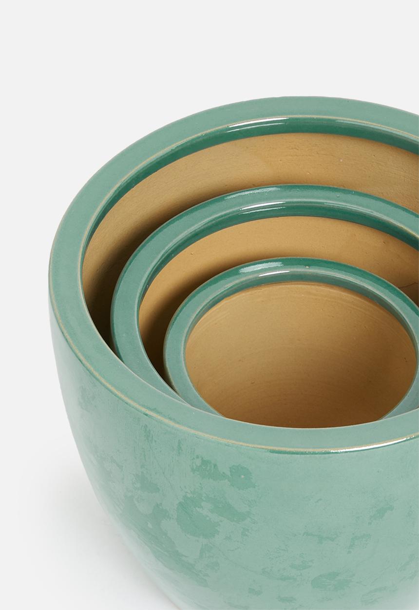Sixth Floor - Ceramic pot set of 3 - blue