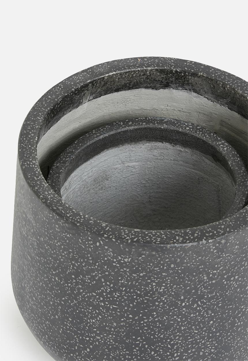 Sixth Floor - Fiber cement pot set of 2 - black terazzo