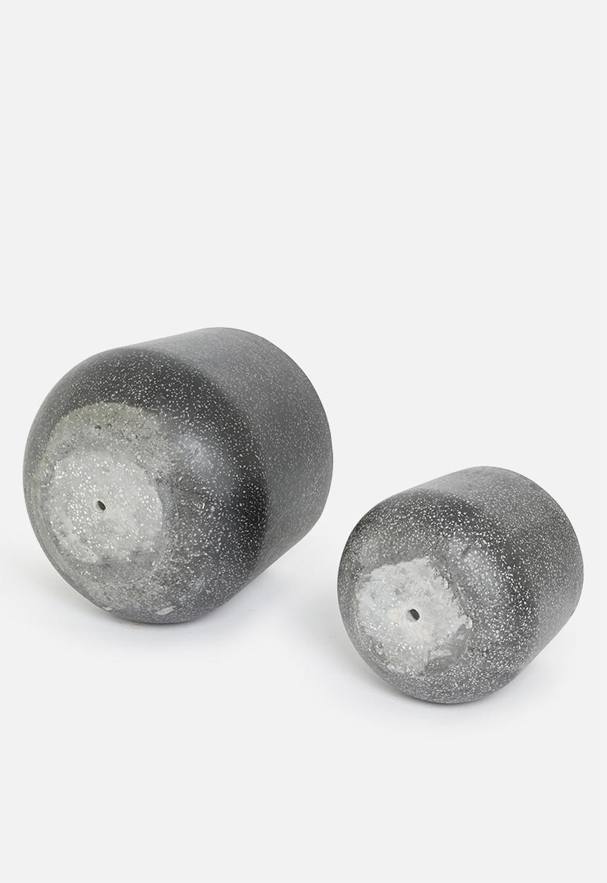 Sixth Floor - Fiber cement pot set of 2 - black terazzo