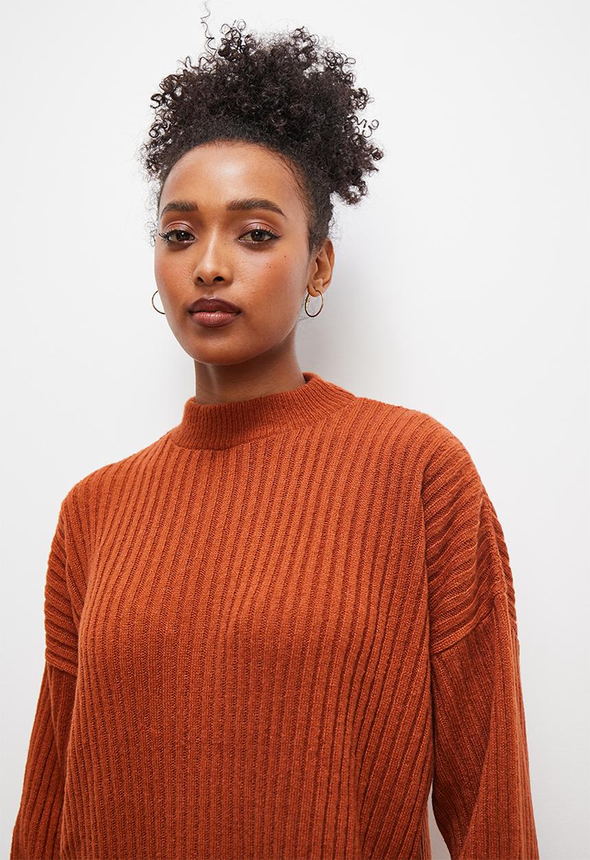 edit - Longer length pullover - terracotta