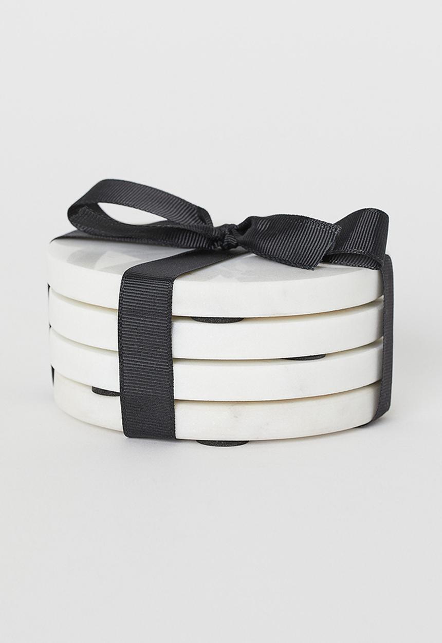H&M - 4-pack marble coasters - white/marble