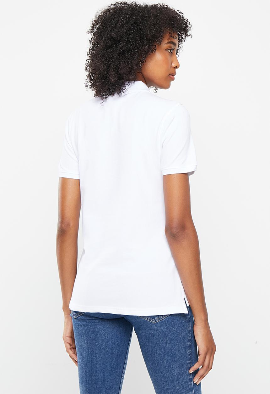 POLO - Wmn colour panel short sleeve golfer - white