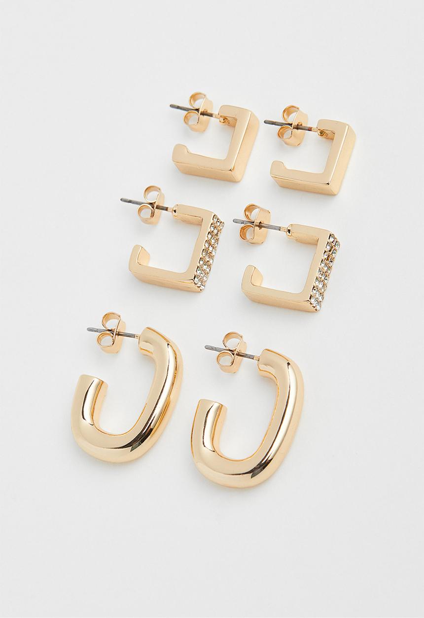H&M - 3 pairs earrings - gold-coloured
