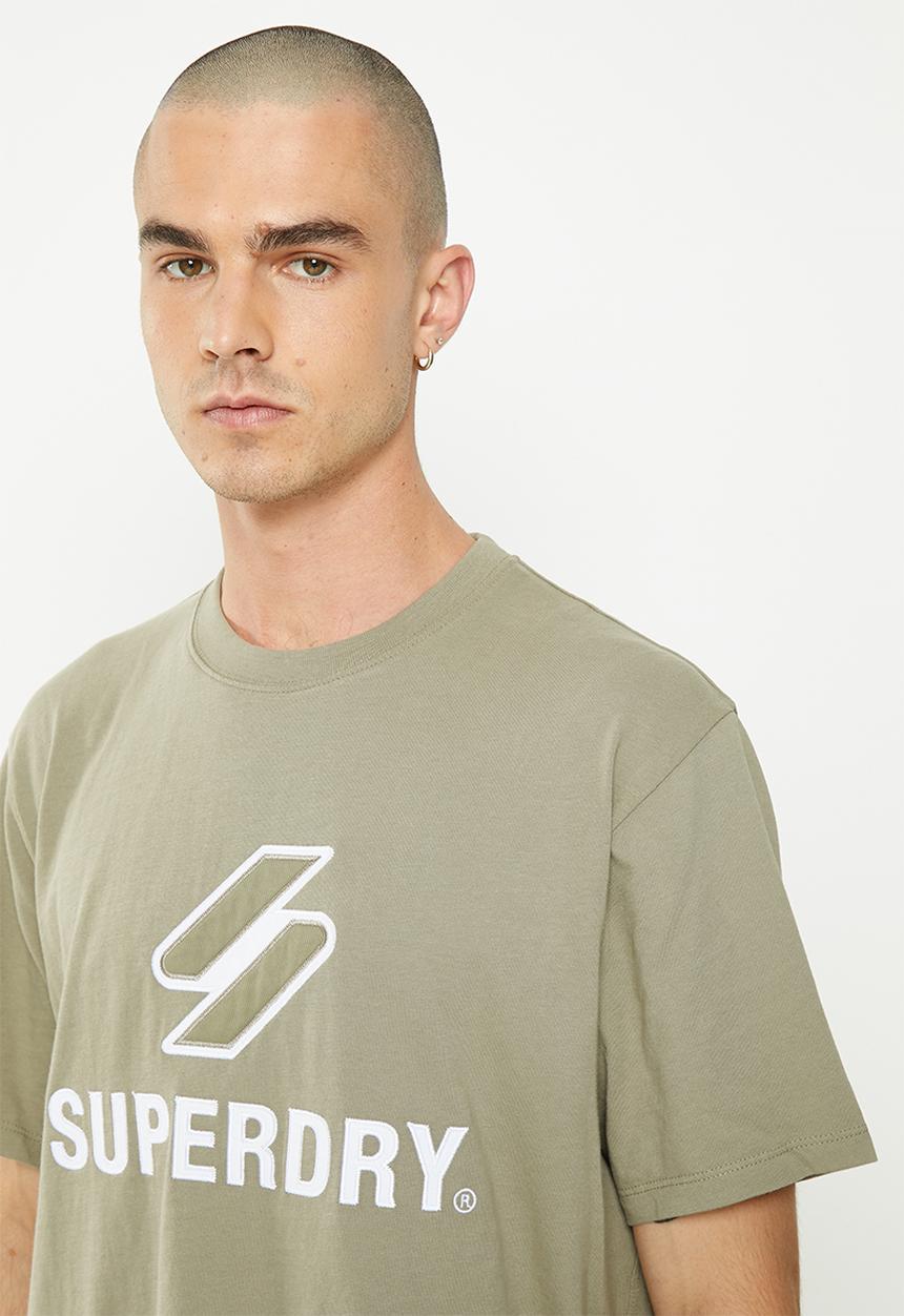 Superdry. - Code short sleeve stacked apq tee - light khaki