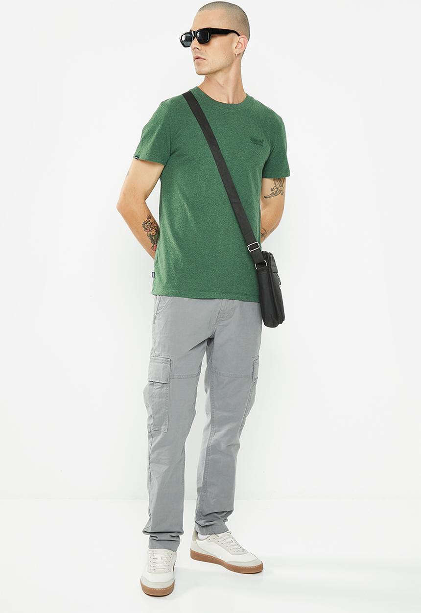 Superdry. - Vintage logo embroidered tee  - heritage pine green