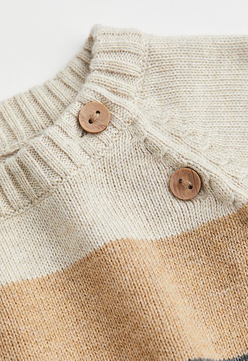 H&M - Knitted jumper - beige/grey striped