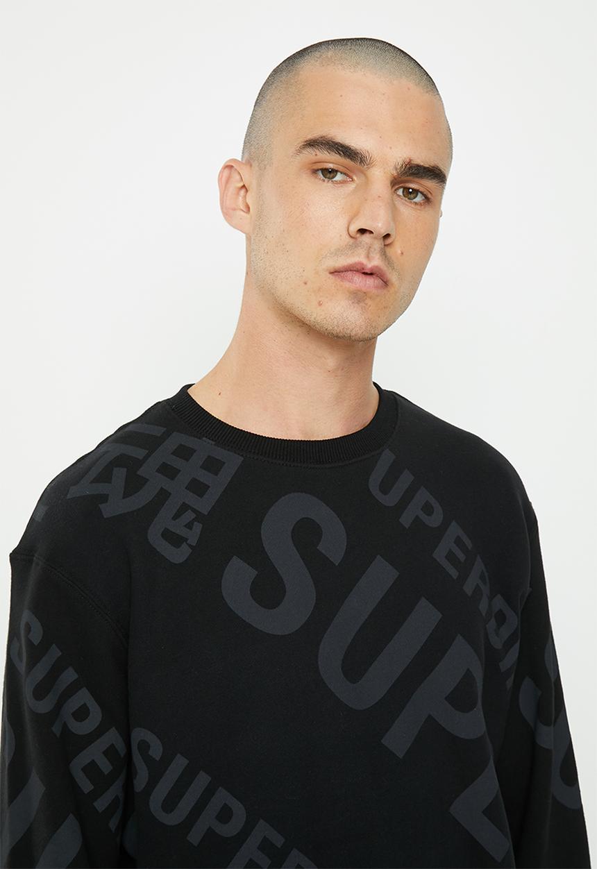 Superdry. - Code cl aop crew - black