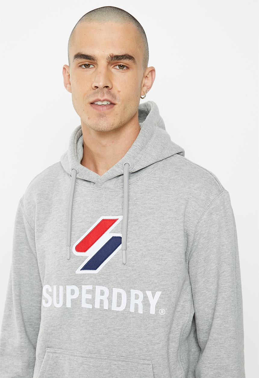 Superdry. - Code sl stacked apq hood - grey marl