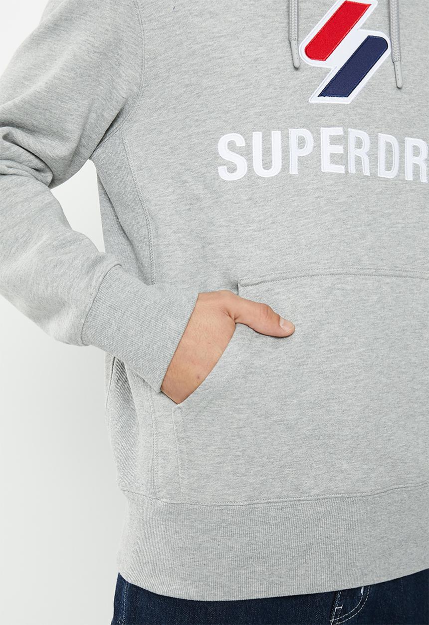 Superdry. - Code sl stacked apq hood - grey marl