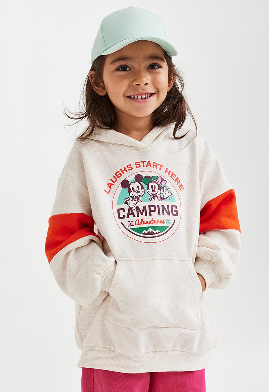H&M - Hooded sweatshirt dress - light beige/minnie mouse