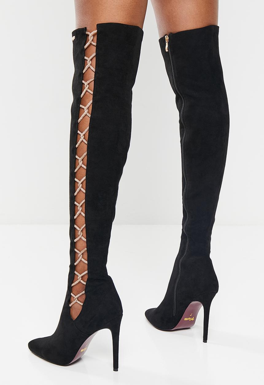 Plum - Giada stiletto boot - black