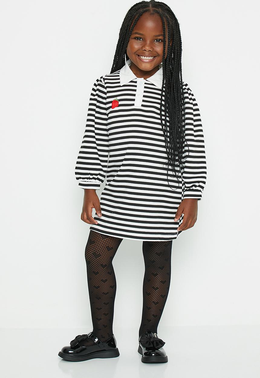 Pop Candy - Stripe golfer dress - black & white