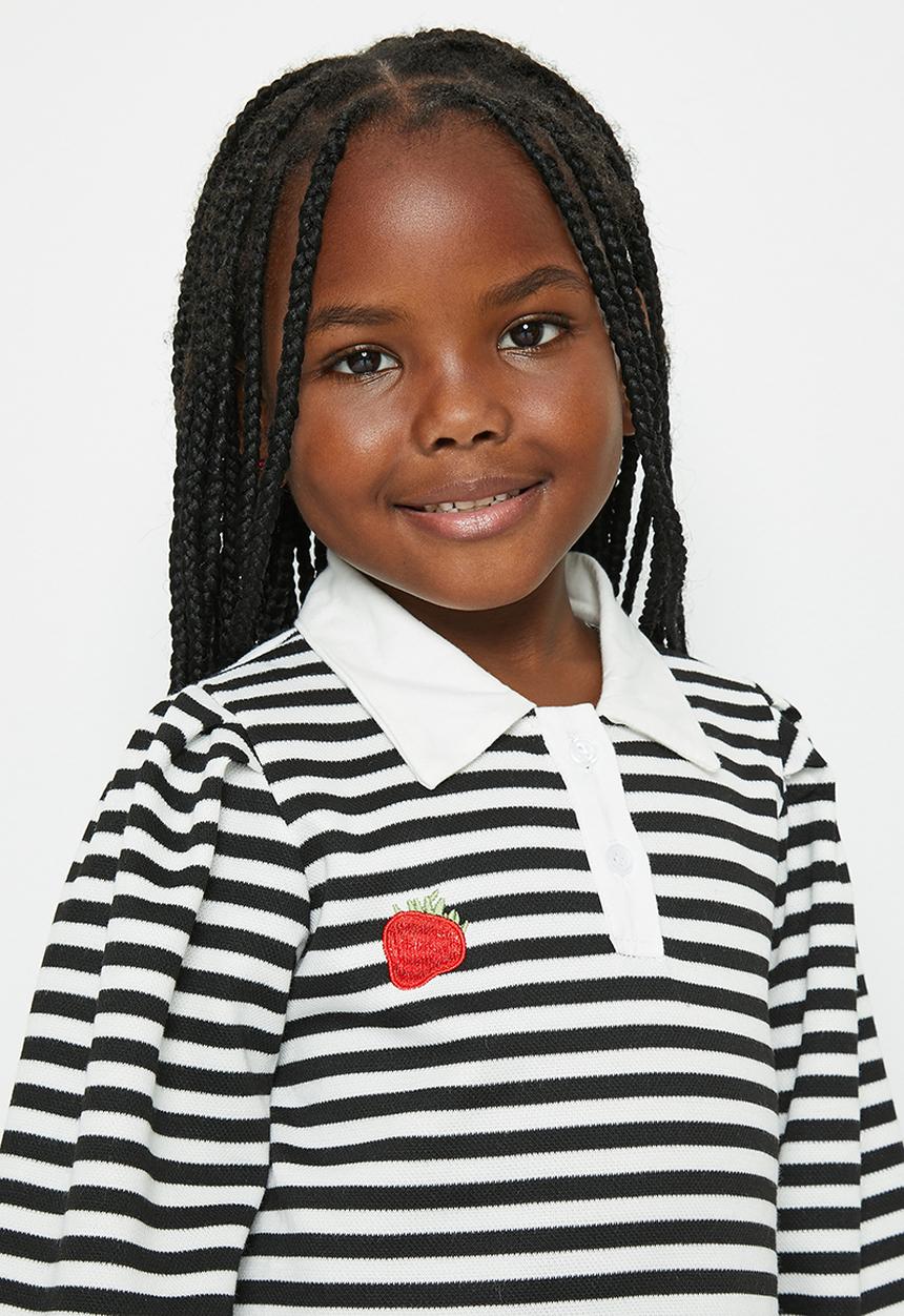 Pop Candy - Stripe golfer dress - black & white