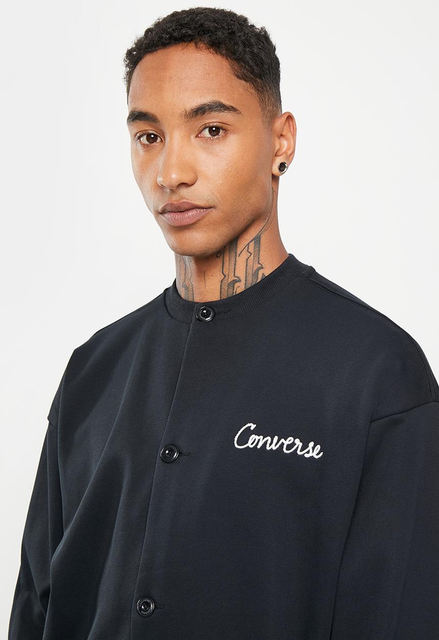 Converse - Chain stitch elevated cardigan - black