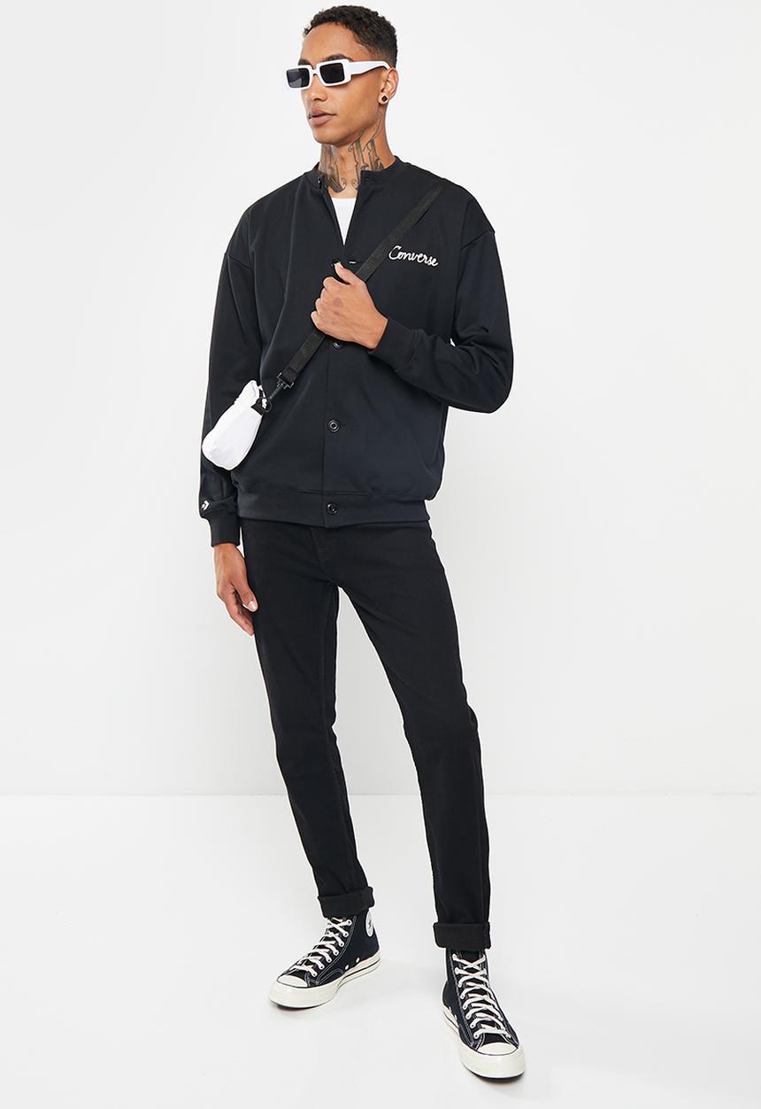 Converse - Chain stitch elevated cardigan - black