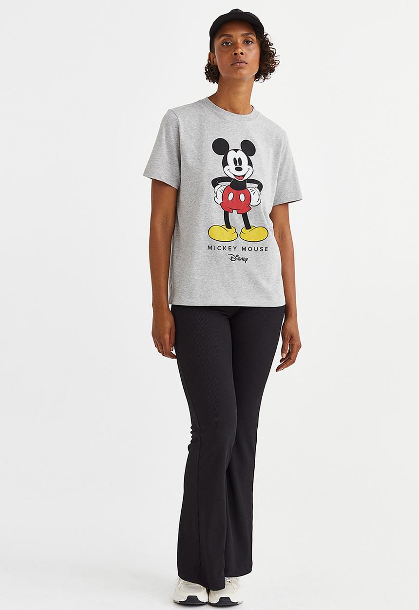 H&M - T-shirt with a motif - grey/mickey mouse
