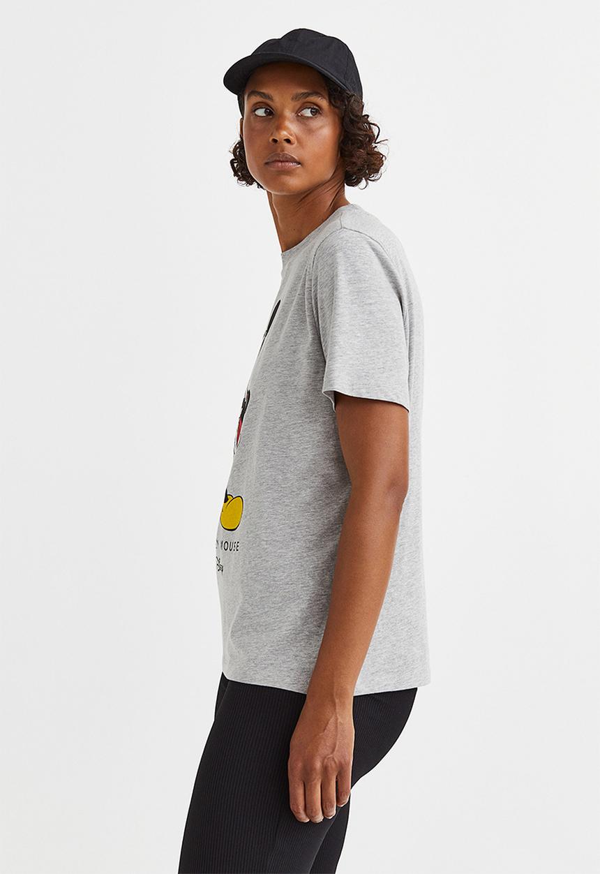 H&M - T-shirt with a motif - grey/mickey mouse